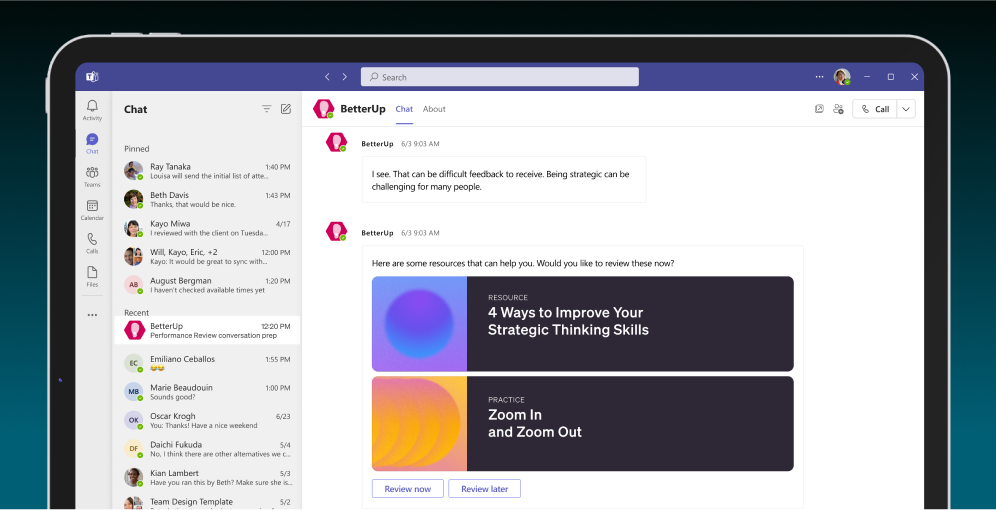 screenshot showing microsoft teams integration